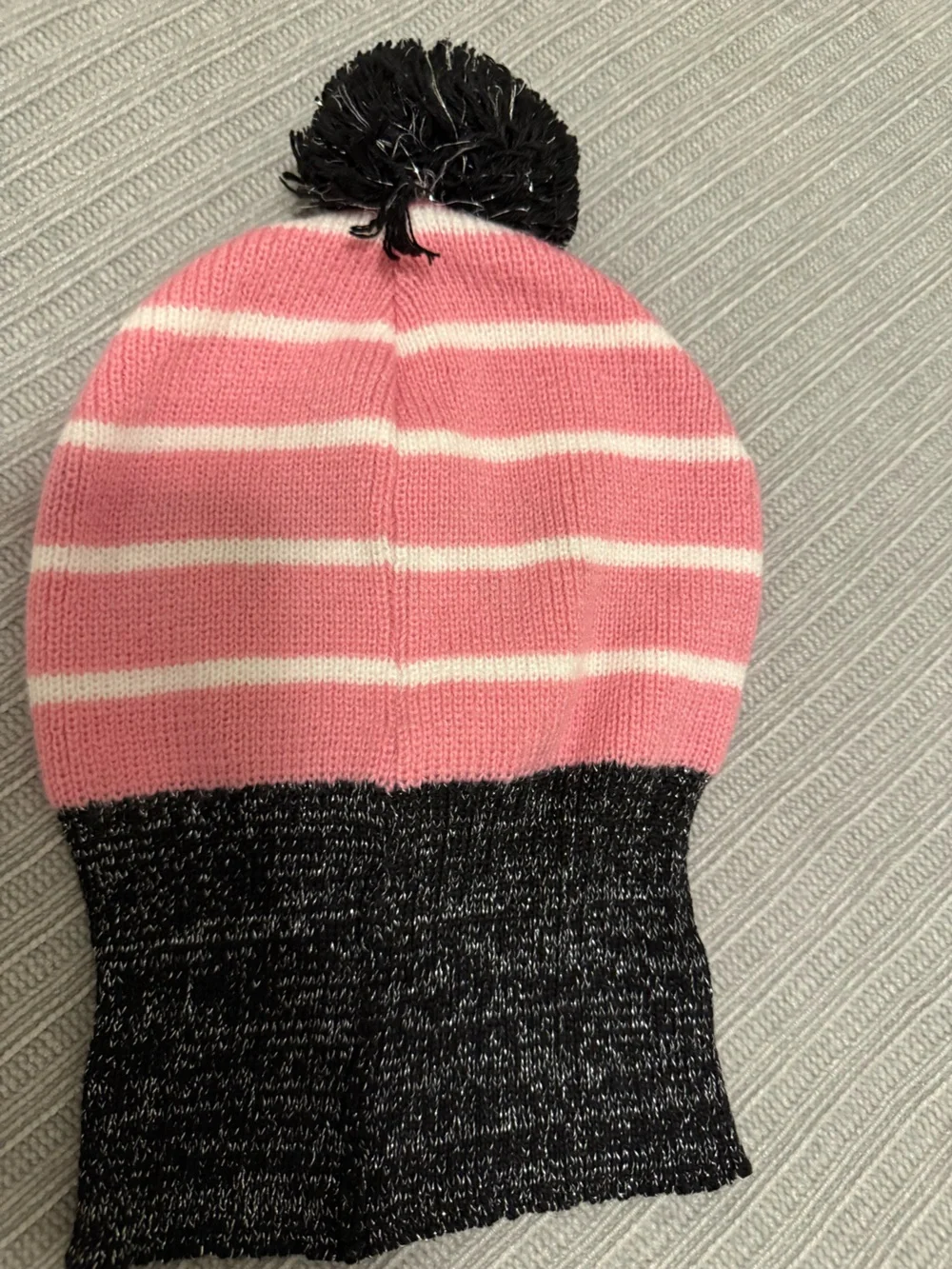 Kids Pink Stripe Beanie with Character Patch